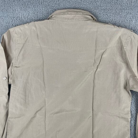 Monticello Collection Men's Large Beige Striped Long Sleeve Button Up Shirt - Picture 12 of 12